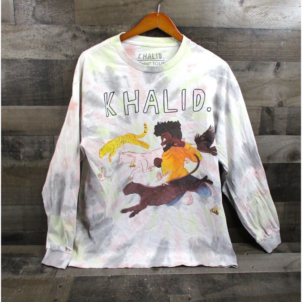Khalid Free Spirit Tour Shirt Mens Large Tie Dye Long Sleeve Concert Graphic